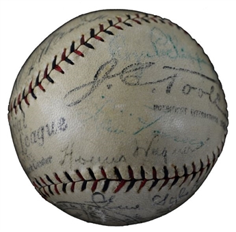 Honus Wagner and Walter Johnson Signed 1920s Baseball Hall of Famers and Stars Multi-Signed Baseball(20 Signatures)